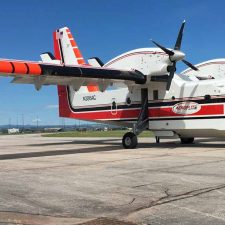 Two scooping air tankers positioned at Rapid City