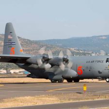 A variety of C-130 air tankers at Medford