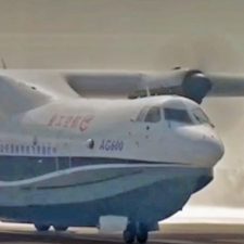 First flight for China’s amphibious water-scooping aircraft