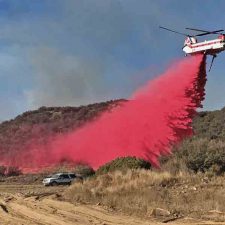 Retardant from a helicopter’s internal tank