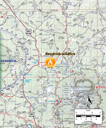 kendrick fire map arizona drone