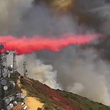 Air tankers protecting Santiago Peak during the Holy Fire