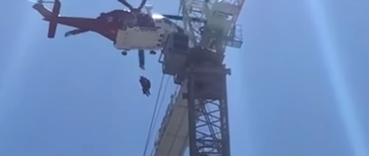 LAFD helicopter crane rescue