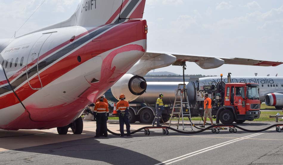 Air tanker 166 RJ-85 reloading Canberra Airport