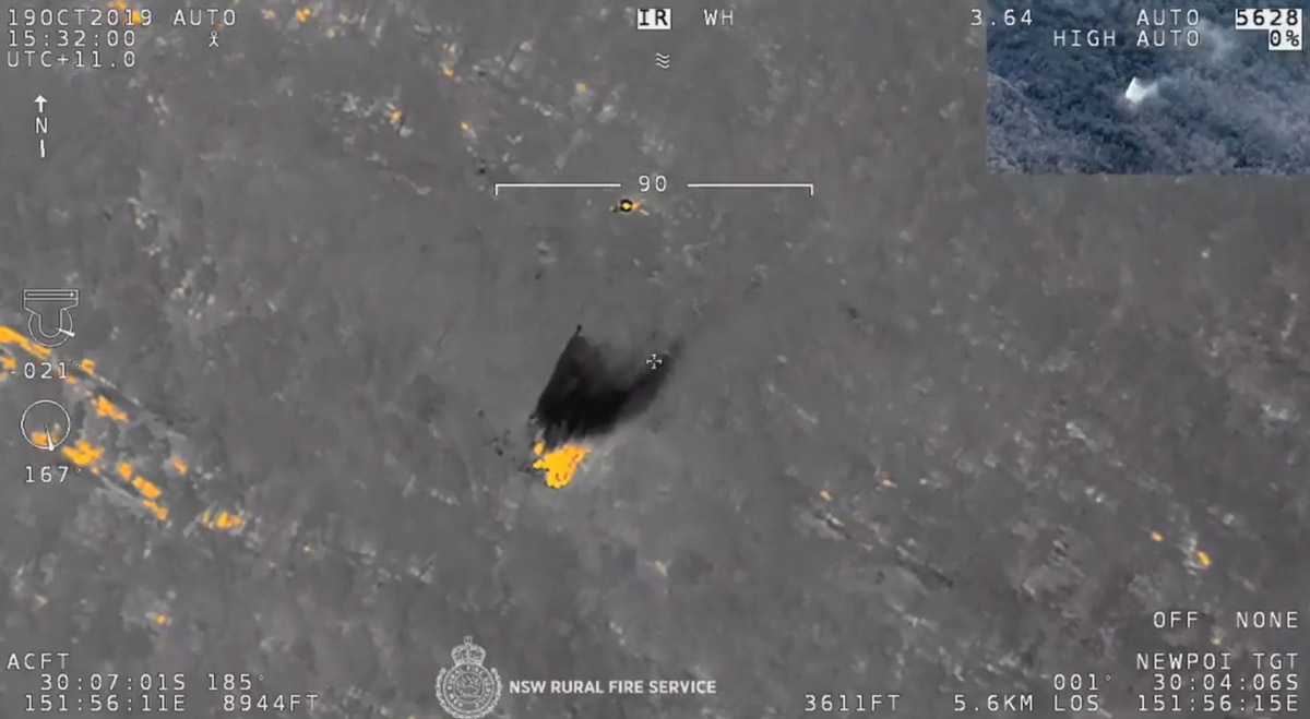 infrared video helicopter dropping water fire