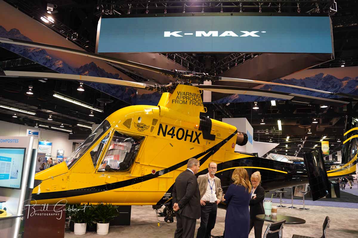 Images of helicopters inside the Anaheim Convention center at HELIEXPO