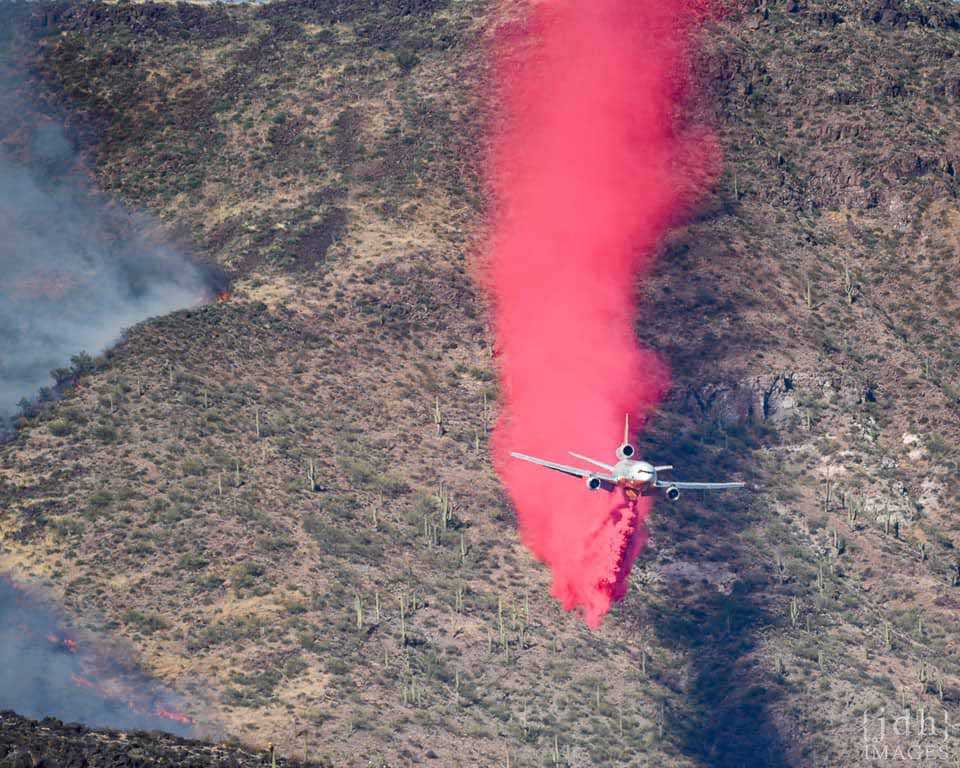 Air Tanker 914 DC-10 drops retardant Central Fire Arizona Phoenix