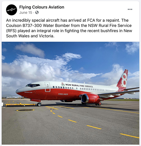 Flying Colors Aviation Facebook post