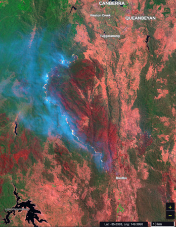 map bushfire in Namadgi National Park