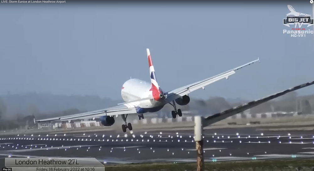 Landing at Heathrow Airport, Feb. 18,2022. Big Jet TV
