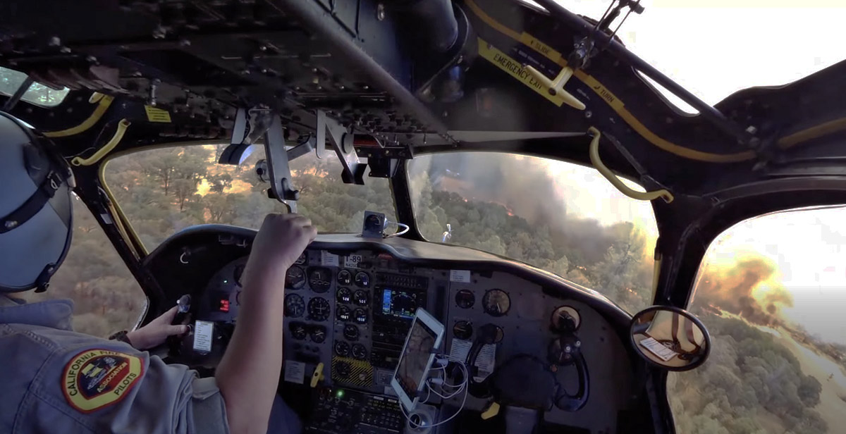 View from an S-2T air tanker while dropping on the Still Fire