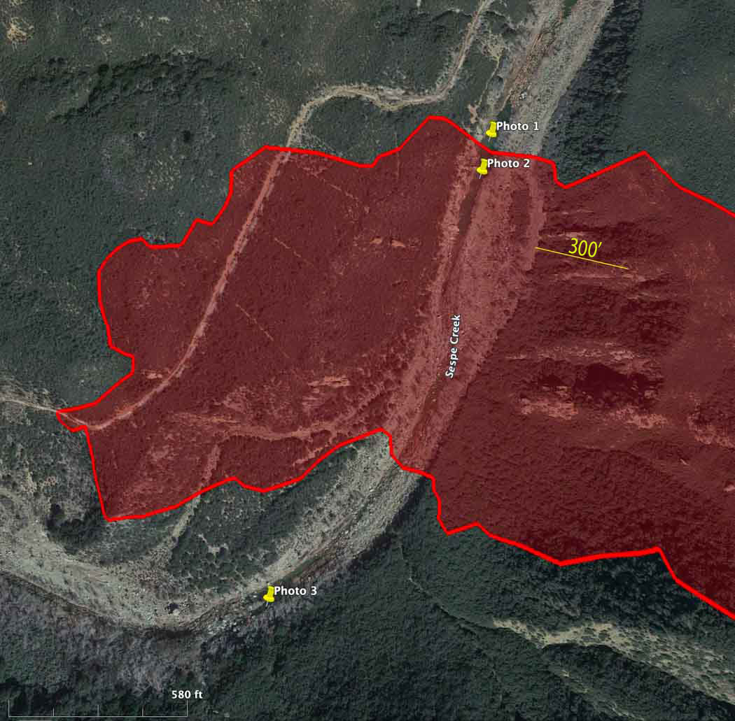 Map retardant Sespe Creek Howard Fire