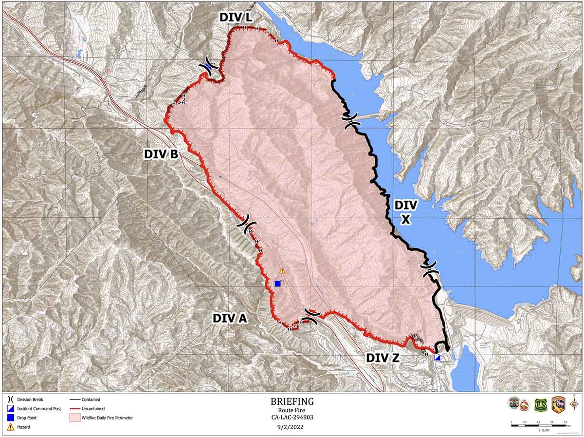 Route Fire map, Sept. 3, 2022