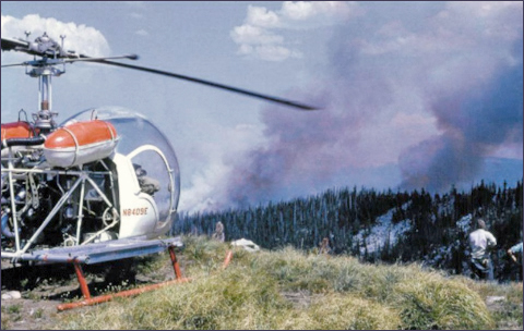 Bell 47 helicopter, USFS photo.