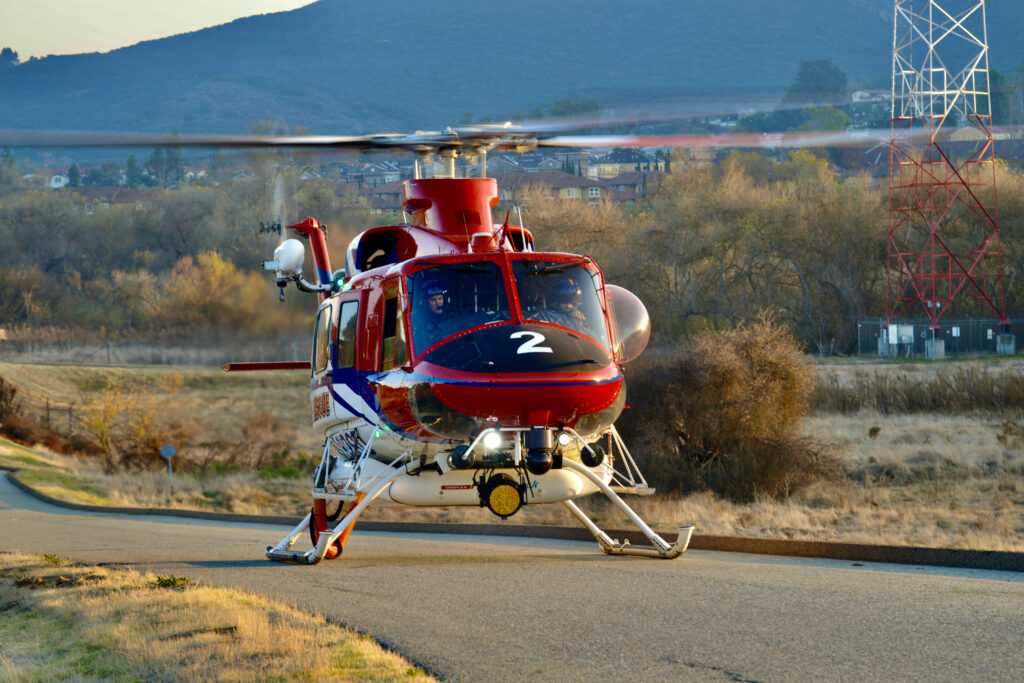 SDFD Copter 2, a Bell 412EP at the Mast LZ -- photo © Josh Stotler. 