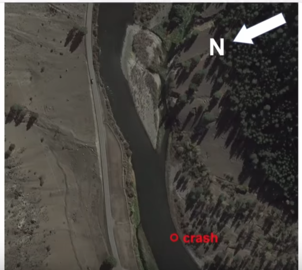 crash site on the Salmon, from the report.