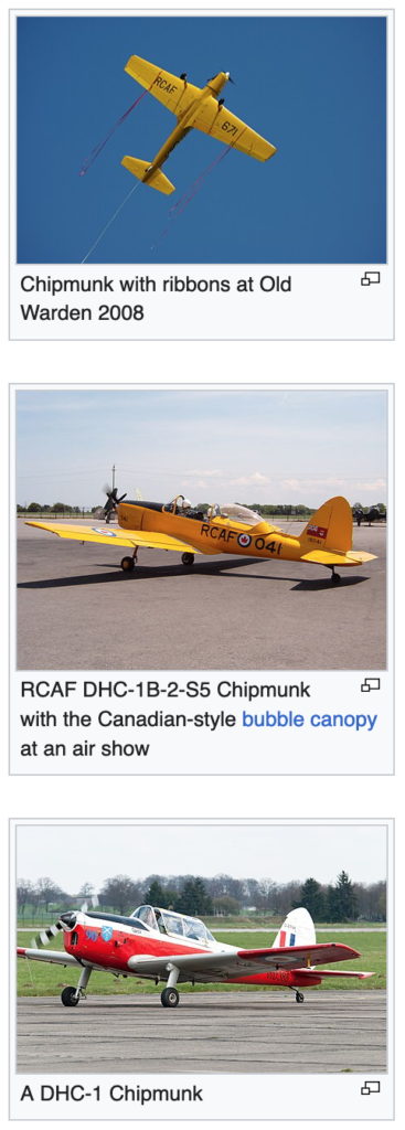 De Havilland DHC-1 Chipmunks ... wikipedia photos.